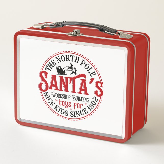 North Pole Santa's Work shop  Metal Lunch Box (Front)