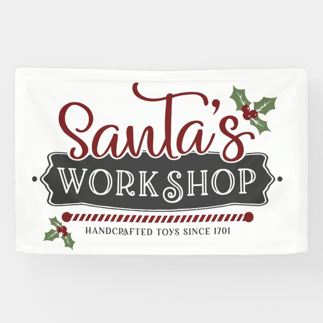 North Pole Santa's workshop Christmas Banner (Horizontal)