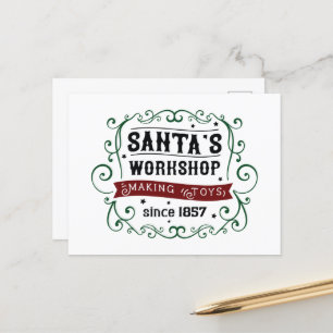 North Pole Santa's workshop Christmas Holiday Postcard