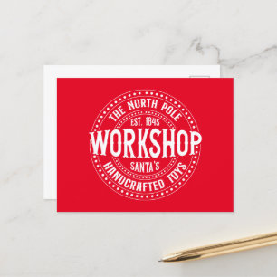 North Pole Santa's workshop Christmas  Holiday Postcard