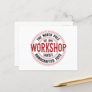 North Pole Santa's workshop Christmas Holiday Postcard