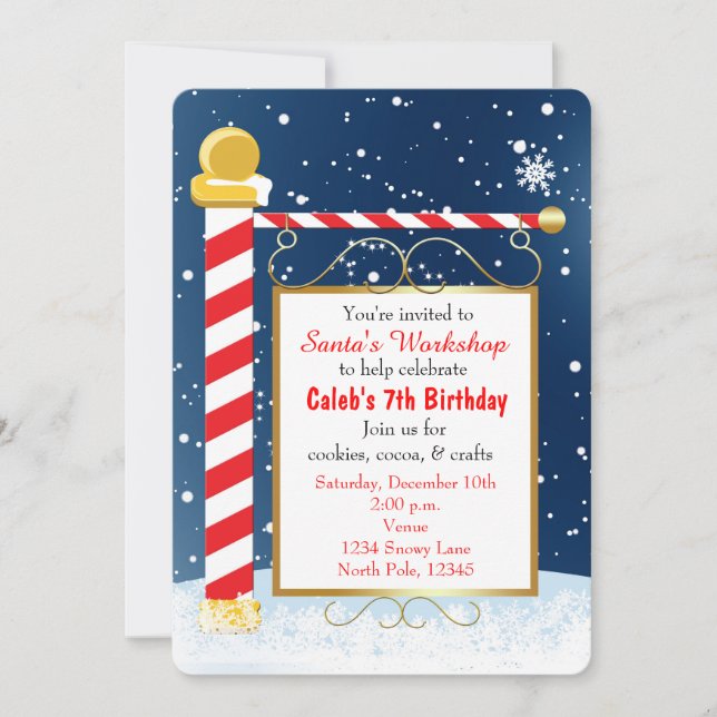 North Pole Sign Christmas Event Party Invitation (Front)