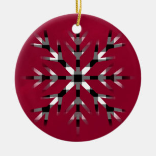 North Pole snow flake, buffalo plaid  Ceramic Ornament
