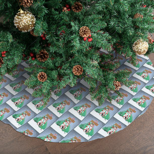 North Pole Snowman Dragon Penguin Christmas  Brushed Polyester Tree Skirt