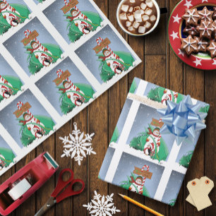 North Pole Snowman Dragon Penguin Christmas Wrapping Paper