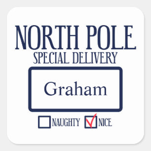 North Pole Special Delivery Christmas Square Stick Square Sticker