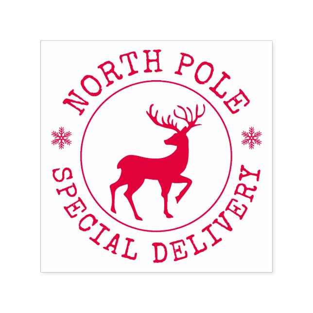 North Pole Special Delivery Red Christmas Holiday Self-inking Stamp (Design)