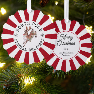 North Pole Special Delivery Rudolph Christmas Ornament Card