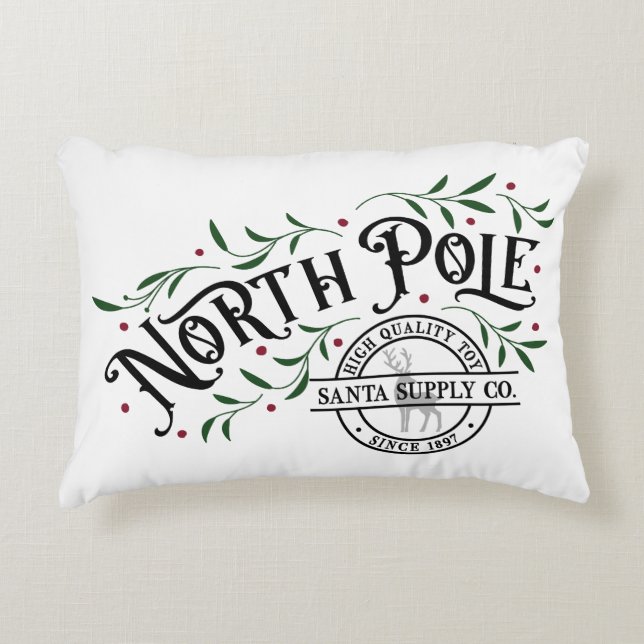 North Pole Supply Co. Accent Pillow (Front)