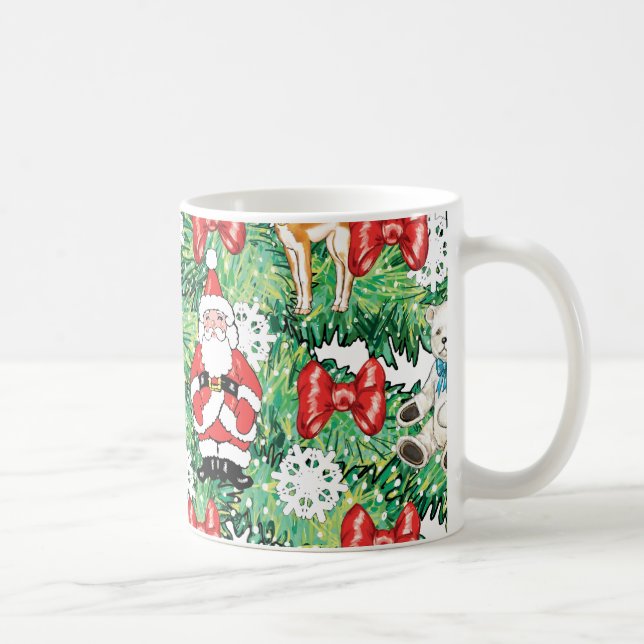 North Pole Themed Mini Ornaments on Christmas Tree Coffee Mug (Right)
