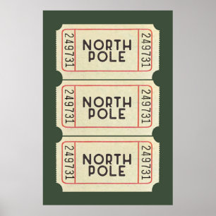 North Pole Ticket Print And Green Christmas Decor 