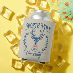 North Pole University Xmas Chinoiserie Reindeer  Can Cooler