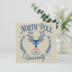 North Pole University Xmas Chinoiserie Reindeer  Holiday Card