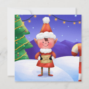 North Pole Wishes Elf Christmas Card