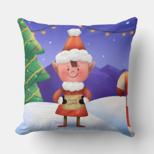 North Pole Wishes Elf Throw Pillow