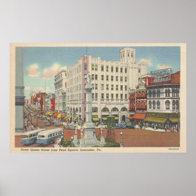 North Queen Street from Penn Square, Lancaster PA Poster (Front)