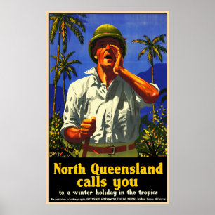 North Queensland Calling Vintage Poster