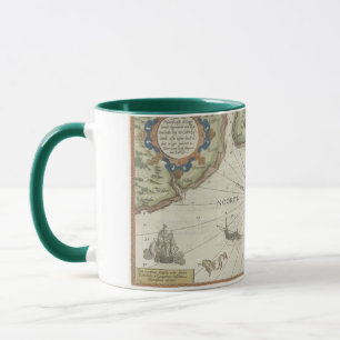 North Sea Antique Map Two-Tone Mug - Green