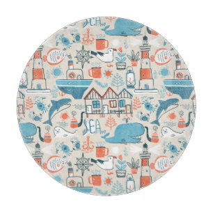 North Sea Cute Doodle Pattern Cutting Board