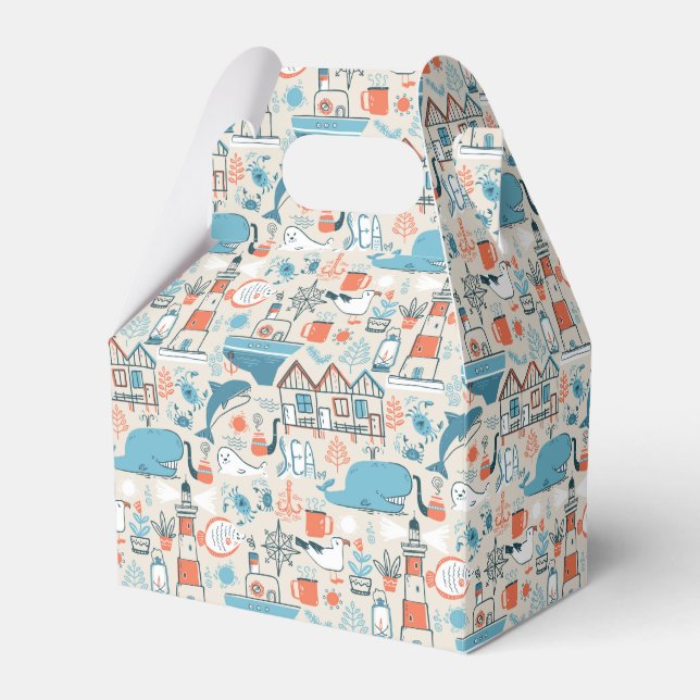 North Sea Cute Doodle Pattern Favor Box (Front Side)