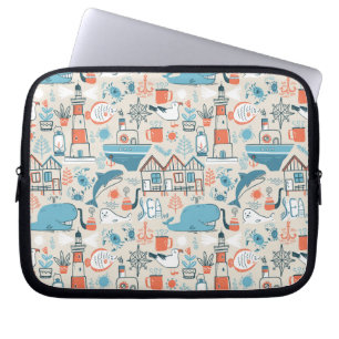 North Sea Cute Doodle Pattern Laptop Sleeve