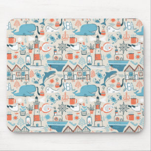 North Sea Cute Doodle Pattern Mouse Pad