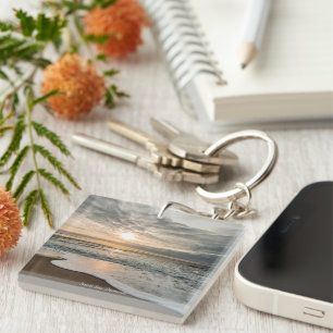 North Sea, Denmark picturesque sunset, Keychain