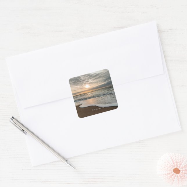 North Sea, Denmark, picturesque sunset, Square Sticker (Envelope)