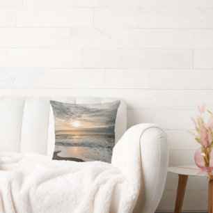 North Sea, Denmark picturesque sunset, Throw Pillow