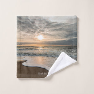 North Sea, Denmark picturesque sunset, Wash Cloth