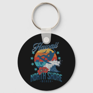 North Shore Beach Hawaii Surfing Vintage Hawaiian Keychain
