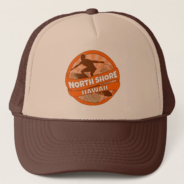 North Shore Hawaii orange surfer logo hat (Front)