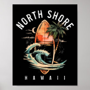 North Shore Hawaii Surf Board Oahu Haleiwa Surfing Poster