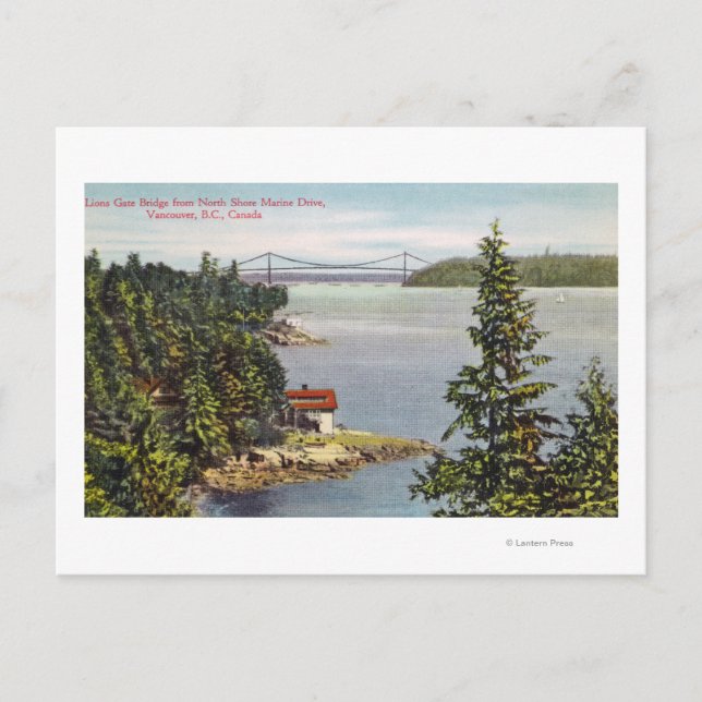 North Shore Marine Drive View of Lions Gate Postcard (Front)