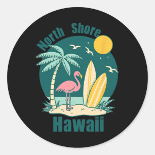 North Shore Oahu Hawaii Souvenir Surfing Hawaiian Classic Round Sticker