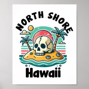 North Shore Oahu Hawaii Souvenir Surfing Hawaiian  Poster