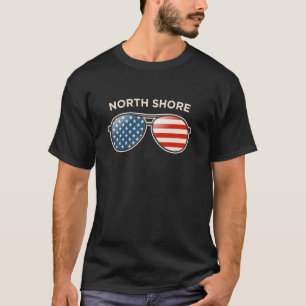 North Shore, SD Vintage US Flag Sunglasses T-Shirt