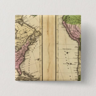 North & South America 2 Inch Square Button