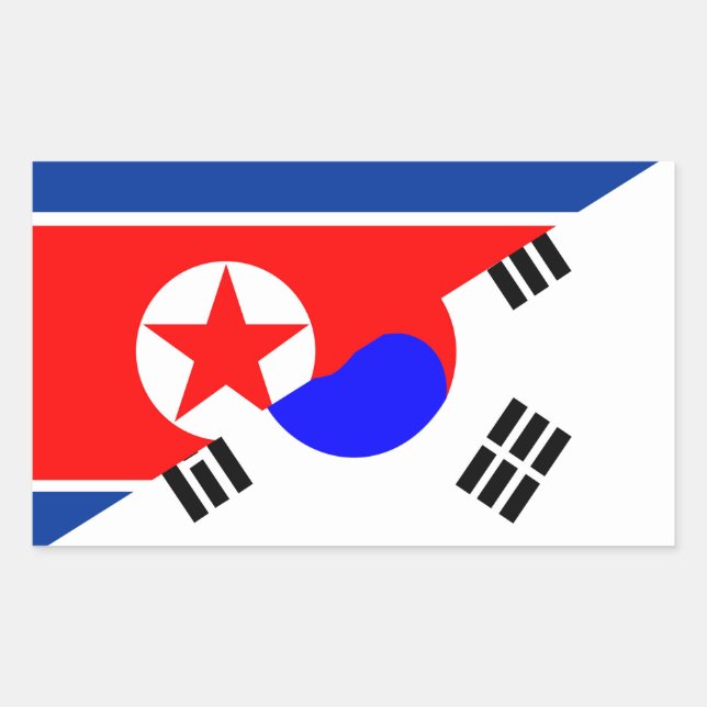 north south korea half flag country symbol sticker (Front)