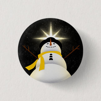 North Star Hovering Over Snowman - Button