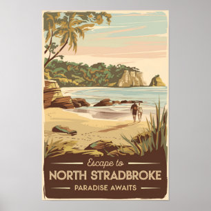North Stradbroke Island Australia Illustration Poster