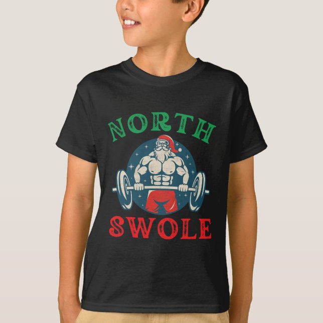 North Swole Funny Muscle Santa Christmas Bodybuild T-Shirt (Front)