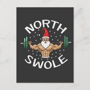 North Swole Funny Muscle Santa Christmas Fitness Holiday Postcard