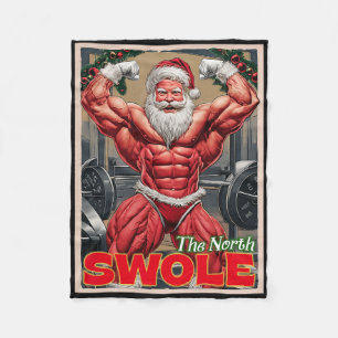 North Swole Funny Muscular Santa Flex Muscle Chris Fleece Blanket