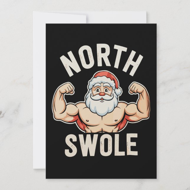 North Swole Santa Gym Workout Fitness Christmas Holiday Card (Front)