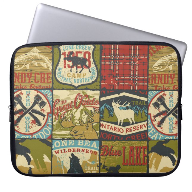 North territories adventure sign and symbol patchw laptop sleeve (Front)