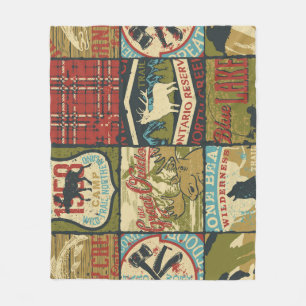 North Territories Adventure: Symbolic Patchwork Fleece Blanket