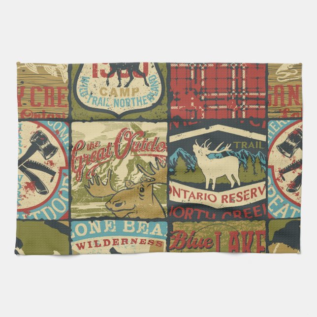 North Territories Adventure: Symbolic Patchwork Kitchen Towel (Horizontal)
