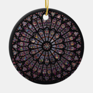 North transept rose window depicting the Virgin an Ceramic Ornament