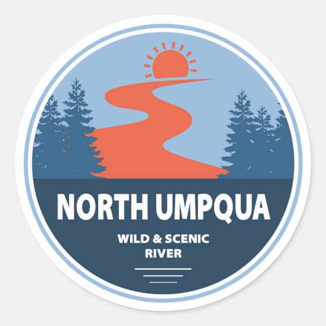 North Umpqua Wild and Scenic River Oregon Classic Round Sticker (Front)